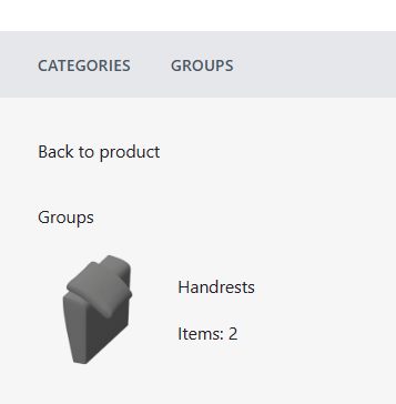 Category structure groups view with handrests