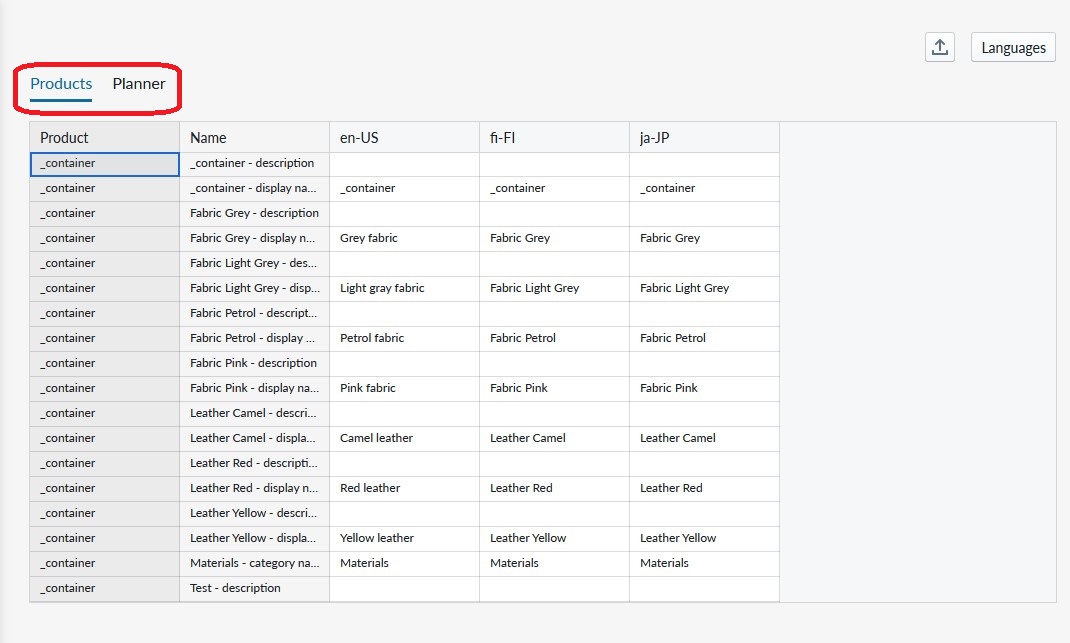 Translations Products and Planner